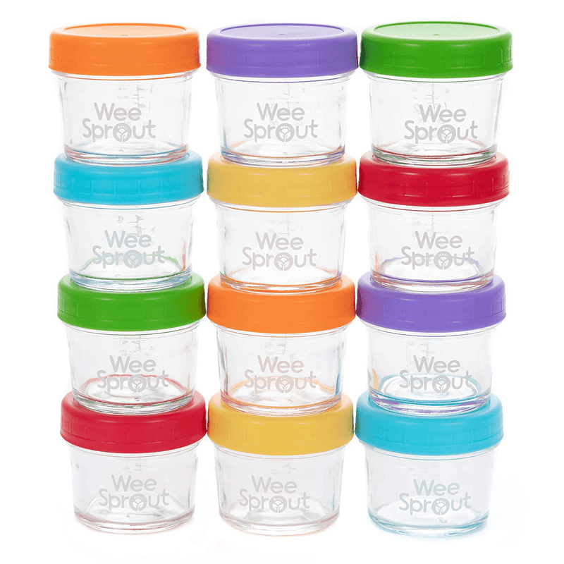 WeeSprout Glass Baby Food Storage Jars - 12 Set, 4 oz Baby Food Jars with Lids, Freezer Storage, Reusable Small Glass Baby Food Containers, Microwave & Dishwasher Friendly, for Infants & Babies Home & Garden > Decor > Decorative Jars WeeSprout Bright Variety 4 Ounce 