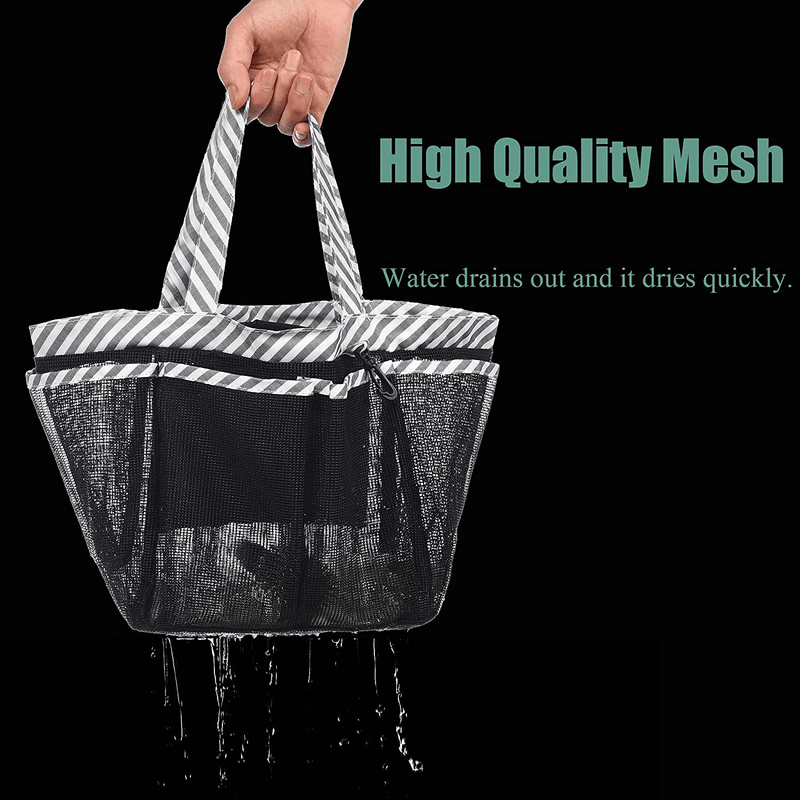 WEHUSE Mesh Shower Caddy Tote with Waterproof Inner Bag, Black Portable Shower Caddy for College Dorm Bathroom Camp, 8 Basket Pocket Sporting Goods > Outdoor Recreation > Camping & Hiking > Portable Toilets & Showers HomeE   