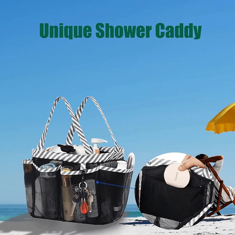 WEHUSE Mesh Shower Caddy Tote with Waterproof Inner Bag, Black Portable Shower Caddy for College Dorm Bathroom Camp, 8 Basket Pocket Sporting Goods > Outdoor Recreation > Camping & Hiking > Portable Toilets & Showers HomeE   