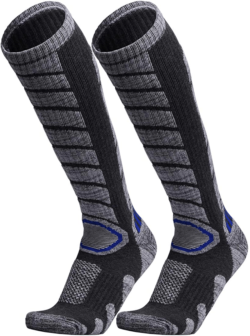 WEIERYA Ski Socks 2 Pairs Pack for Skiing, Snowboarding, Outdoor Sports Performance Socks  KOL DEALS Grey 2 Pairs Large 