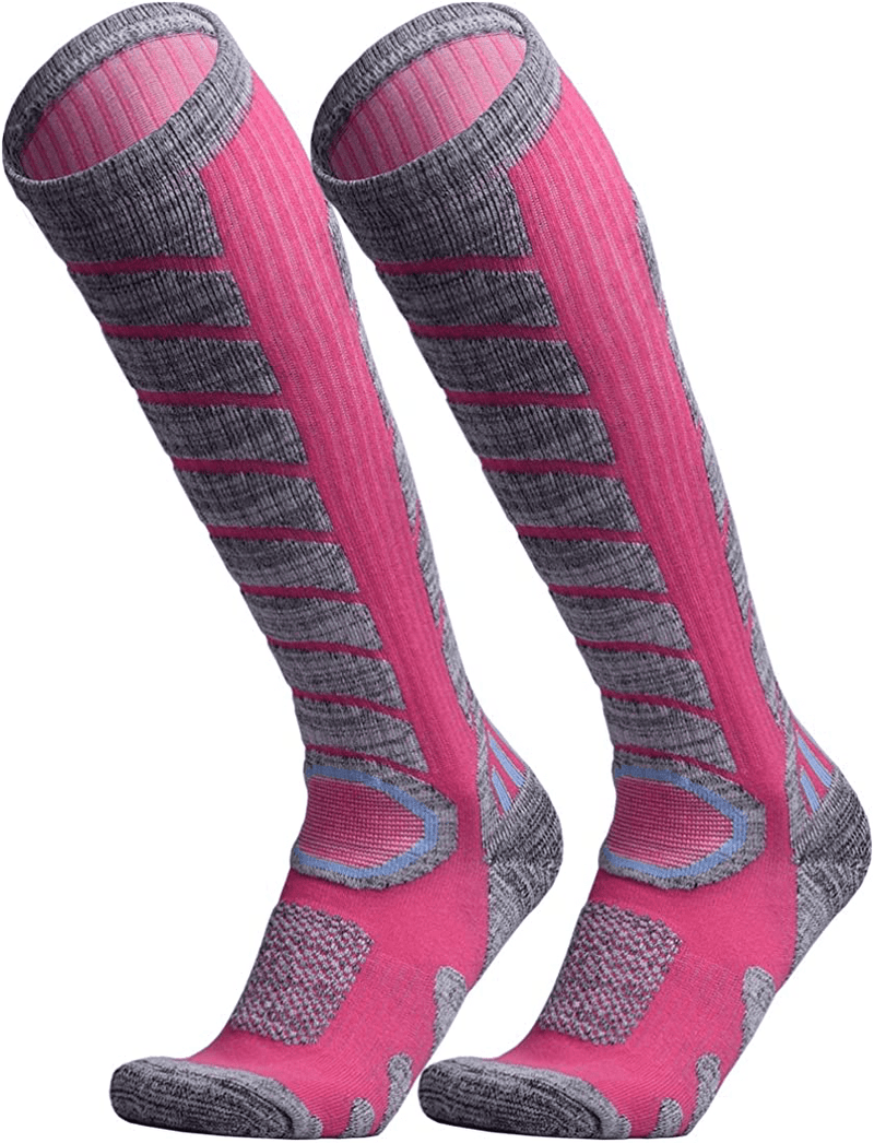 WEIERYA Ski Socks 2 Pairs Pack for Skiing, Snowboarding, Outdoor Sports Performance Socks  KOL DEALS Pink 2 Pairs Large 