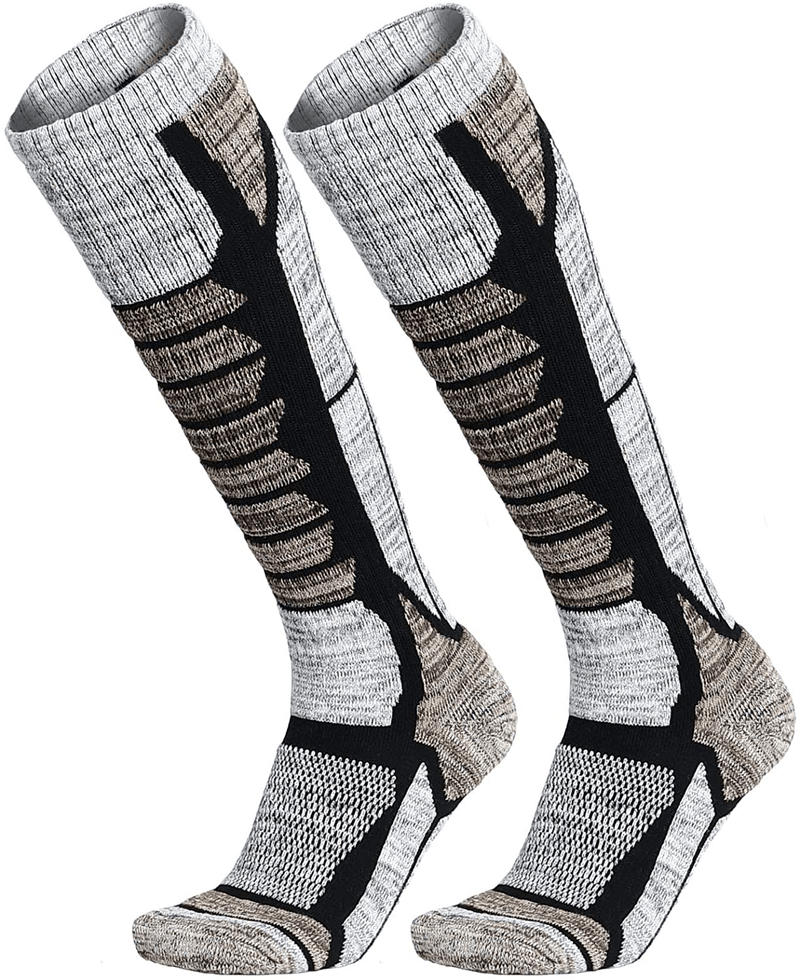 WEIERYA Ski Socks 2 Pairs Pack for Skiing, Snowboarding, Outdoor Sports Performance Socks  KOL DEALS Retro Black 2 Pairs Medium 
