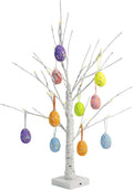 Weillsnow 24 Inch Pre-Lit White Birch Tree with Easter Egg Ornaments, Battery Operated 24 Warm White Led Lights Table Centerpiece for Party Home Spring Easter Holiday Decorations (Glitter Eggs) Home & Garden > Decor > Seasonal & Holiday Decorations Linhai Huanbo Lighting Co.,Ltd Glitter Eggs  