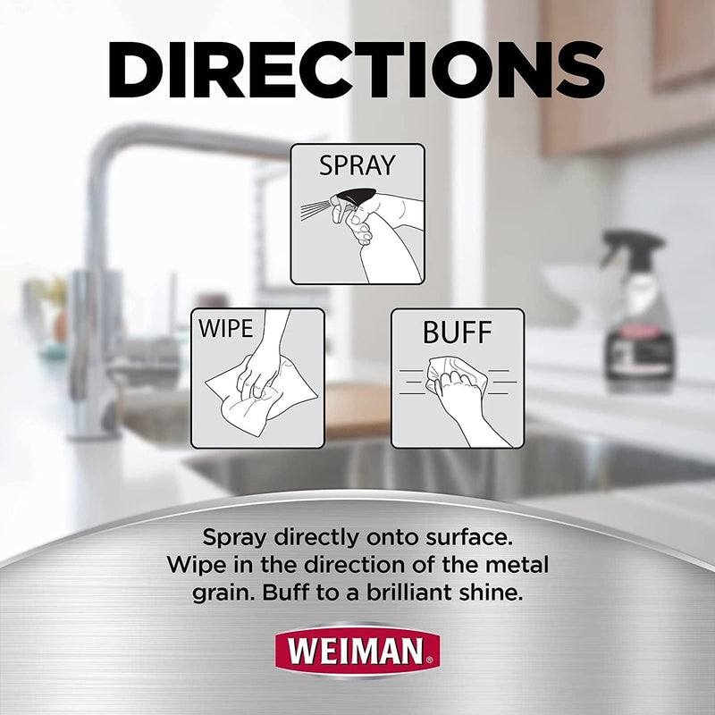 Weiman Stainless Steel Cleaner and Polish - 2 Pack Bundle with Microfiber Cloth - Protects Appliances from Fingerprints and Leaves a Streak-Free Shine for Refrigerator Dishwasher Oven Grill Etc Home & Garden > Household Supplies > Household Cleaning Supplies Weiman   