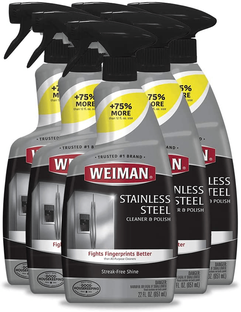 Weiman Stainless Steel Cleaner and Polish - (2 Pack) - Protects Appliances from Fingerprints and Leaves a Streak-Free Shine for Refrigerator Dishwasher Oven Grill etc Home & Garden > Household Supplies > Household Cleaning Supplies Weiman 22 Fl Oz (Pack of 6)  