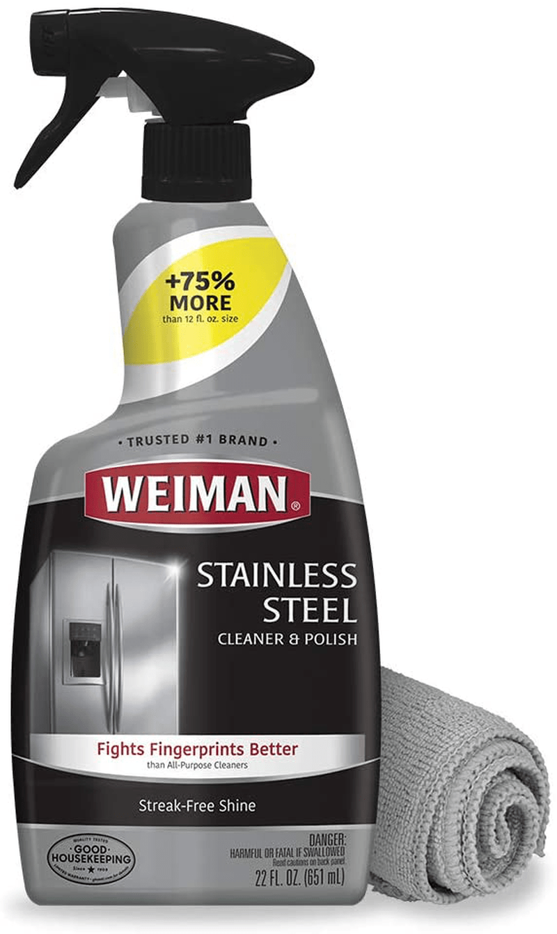 Weiman Stainless Steel Cleaner and Polish - 22 Ounces (Microfiber Cloth) - Appliance Surfaces Leave Behind a Brilliant Shine Home & Garden > Household Supplies > Household Cleaning Supplies Weiman Stainless Steel Trigger  