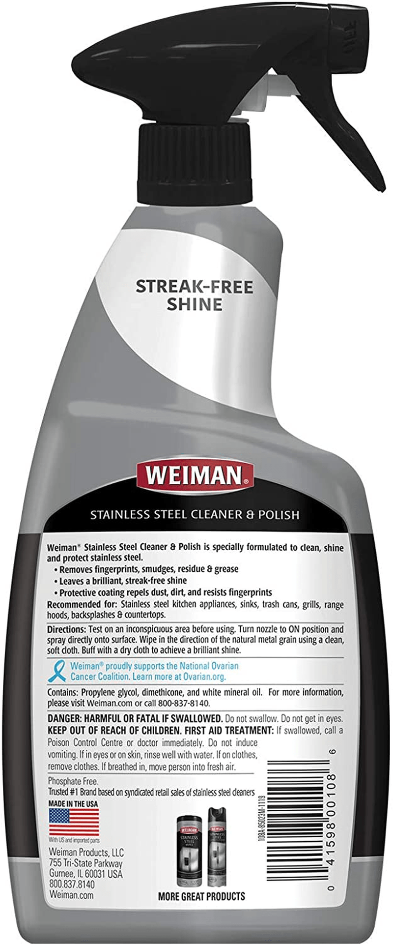 Weiman Stainless Steel Cleaner and Polish - 22 Ounces (Microfiber Cloth) - Appliance Surfaces Leave Behind a Brilliant Shine