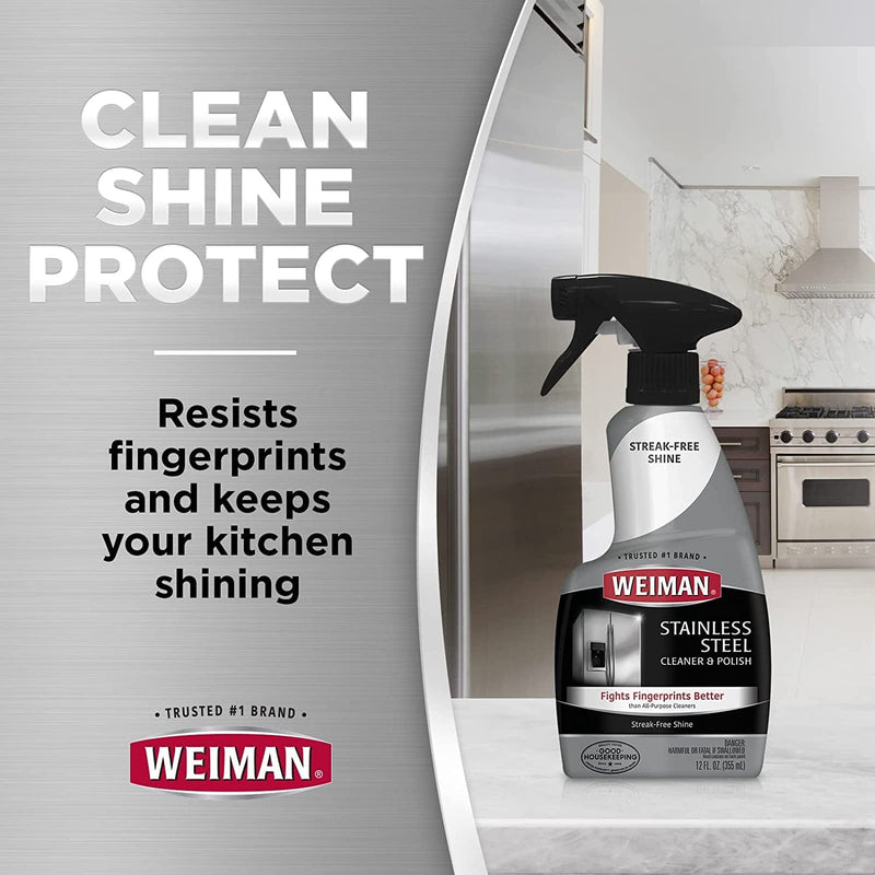 Weiman Stainless Steel Cleaner and Polish - Microfiber Cloth - Protects Appliances from Fingerprints and Leaves a Streak-Free Shine for Refrigerator | Dishwasher | Oven | Grill Home & Garden > Household Supplies > Household Cleaning Supplies Weiman Products, LLC.   