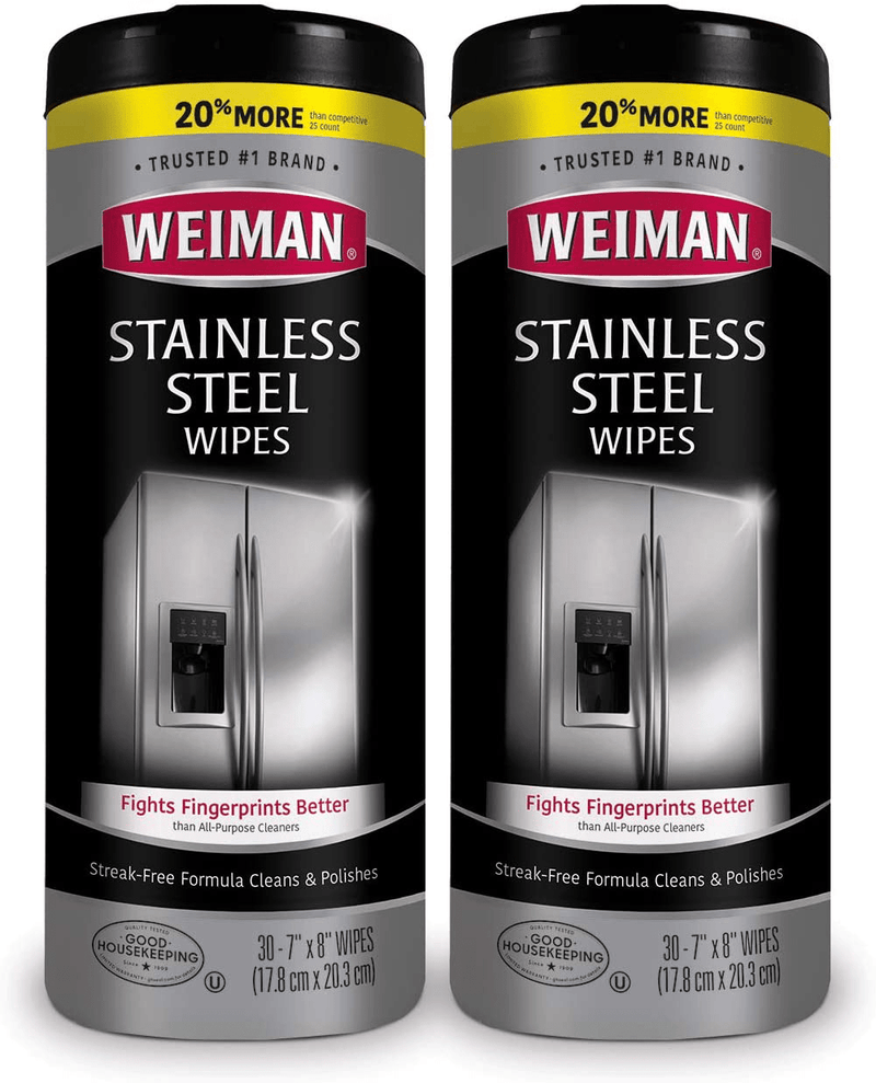Weiman Stainless Steel Cleaner Wipes (2 Pack) Fingerprint Resistant, Removes Residue, Water Marks and Grease from Appliances - Works Great on Refrigerators, Dishwashers, Ovens, and Grills - Packaging May Vary Home & Garden > Household Supplies > Household Cleaning Supplies KOL DEALS Default Title  