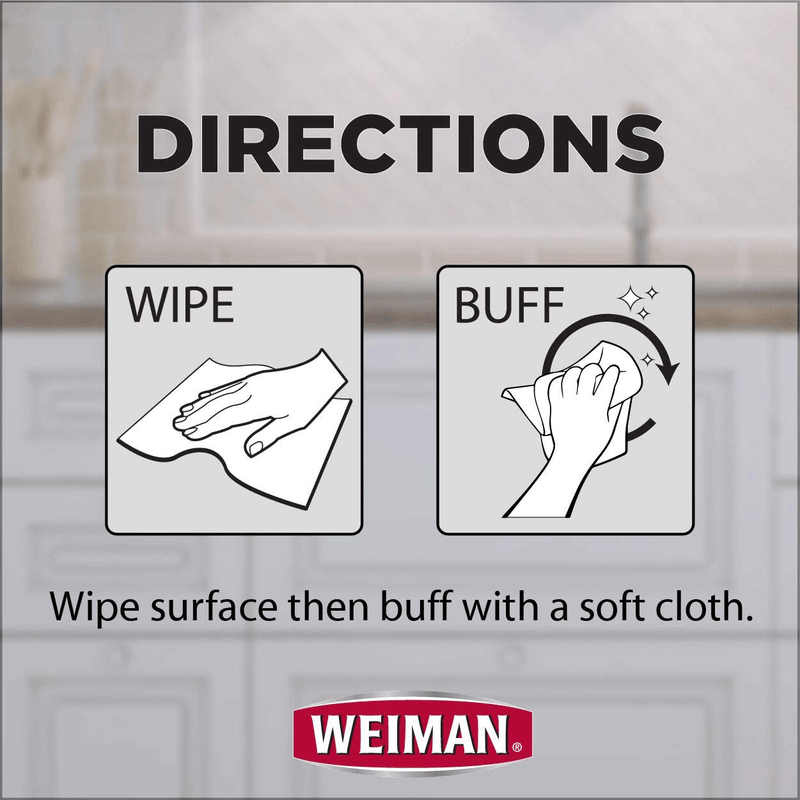 Weiman Stainless Steel Cleaning Wipes [2 Pack] Removes Fingerprints, Residue, Water Marks and Grease From Appliances - Works Great on Refrigerators, Dishwashers, Ovens, Grills and More