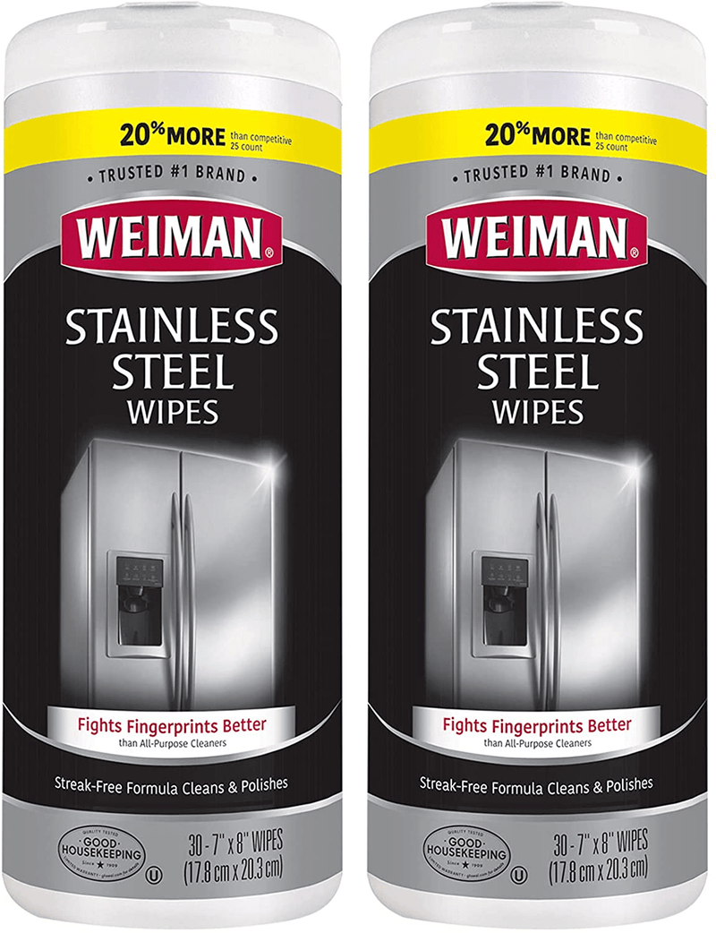 Weiman Stainless Steel Cleaning Wipes [2 Pack] Removes Fingerprints, Residue, Water Marks and Grease From Appliances - Works Great on Refrigerators, Dishwashers, Ovens, Grills and More Home & Garden > Household Supplies > Household Cleaning Supplies Weiman   