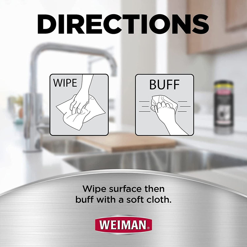 Weiman Stainless Steel Cleaning Wipes [2 Pack] Removes Fingerprints, Residue, Water Marks and Grease from Appliances - Works Great on Refrigerators, Dishwashers, Ovens, Grills and More Home & Garden > Household Supplies > Household Cleaning Supplies Weiman   