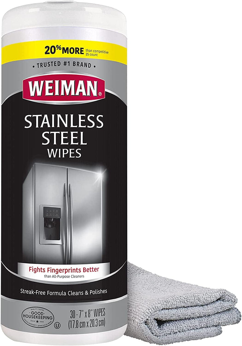 Weiman Stainless Steel Wipes (Large Microfiber Cloth) Removes Fingerprints Residue Water Marks and Grease from Appliances - Works Great on Refrigerators Dishwashers Ovens Grills - Packaging May Vary Home & Garden > Household Supplies > Household Cleaning Supplies Weiman   