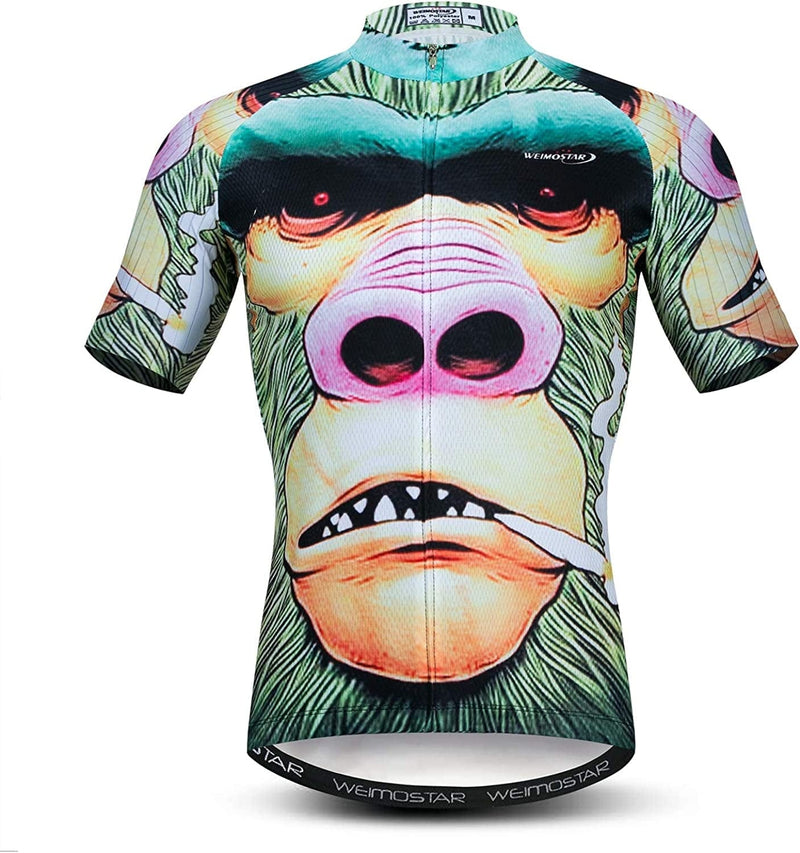 Weimostar Summer Men'S Cycling Jersey Short Sleeve Mountain Bike Road Bicycle Shirt Sporting Goods > Outdoor Recreation > Cycling > Cycling Apparel & Accessories Weimostar Monkey 4X-Large 