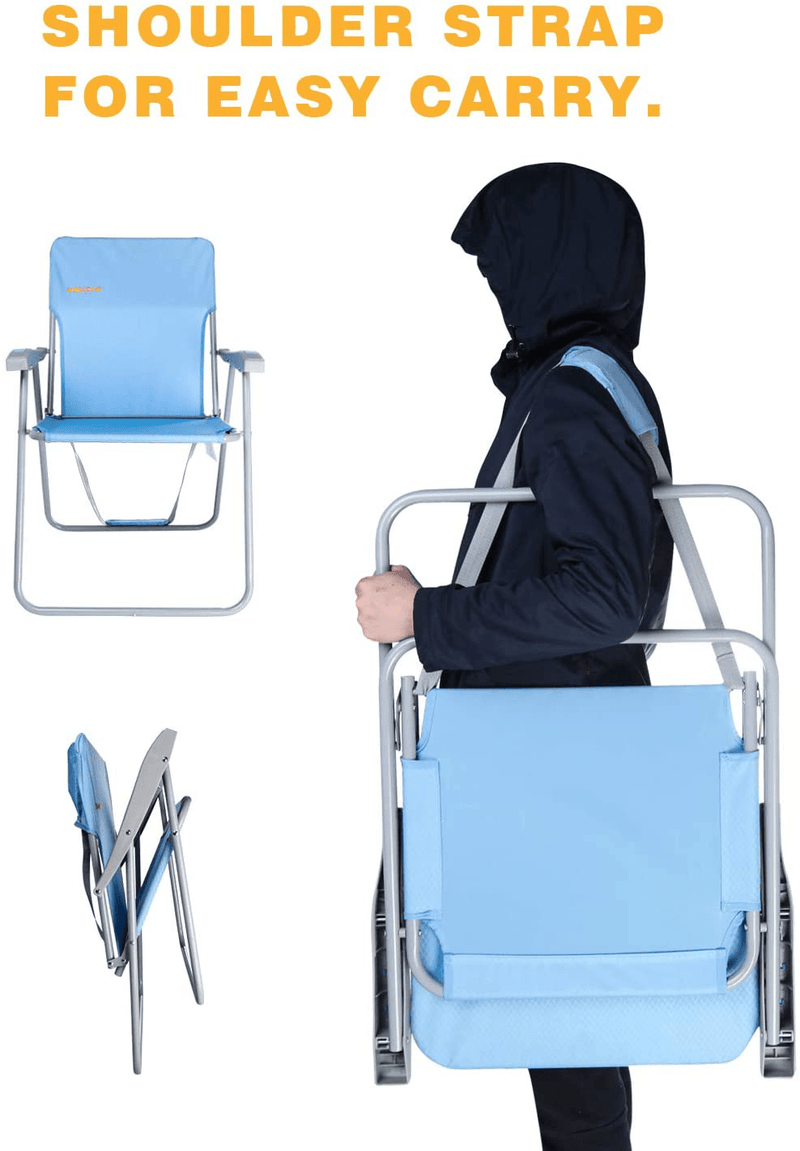 #WEJOY Chaises de plage robustes Chaise de camping portable Chaise pliante Sac à dos Chaise de camping légère et pliable Chaises d'extérieur à dossier haut avec bandoulière pour l'extérieur, supporte jusqu'à 136 kg