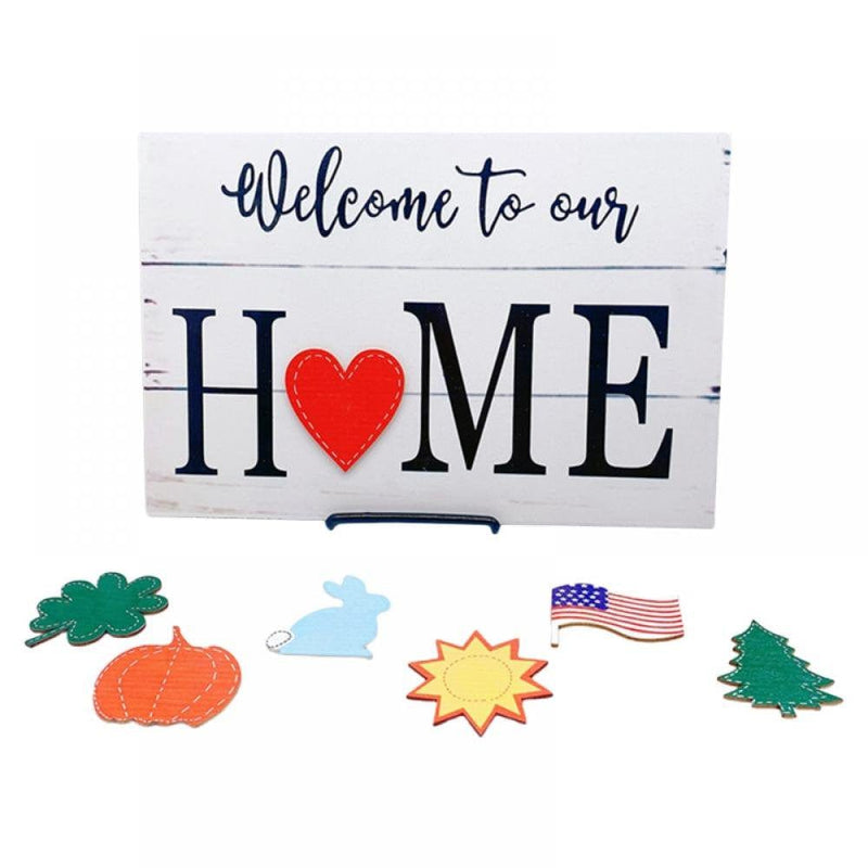 Welcome Sign Interchangeable Welcome to Our Home Sign for Front Door Welcome Decor with Seasonal Holiday Pieces for Valentine'S Day St Patrick'S Day Easter Indoor Outdoor Porch Decorations Home & Garden > Decor > Seasonal & Holiday Decorations Hardlegix   