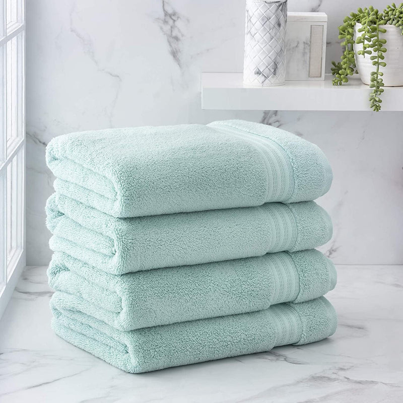 Welhome Cotton Rayon from Bamboo Towels (Aqua) - Set of 4 Bath Towels -Soft & Fluffy -Highly Absorbent -Fade Resistant - Durable - Machine Washable Home & Garden > Linens & Bedding > Towels Welhome Aqua 4 Piece Bath Towel 