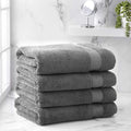 Welhome Cotton Rayon from Bamboo Towels (Aqua) - Set of 4 Bath Towels -Soft & Fluffy -Highly Absorbent -Fade Resistant - Durable - Machine Washable Home & Garden > Linens & Bedding > Towels Welhome Ideal Charcoal Gray 4 Piece Bath Towel 