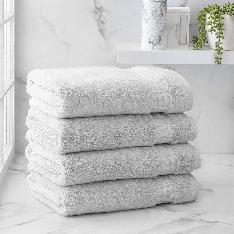 Welhome Cotton Rayon from Bamboo Towels (Aqua) - Set of 4 Bath Towels -Soft & Fluffy -Highly Absorbent -Fade Resistant - Durable - Machine Washable Home & Garden > Linens & Bedding > Towels Welhome Silver 4 Piece Bath Towel 