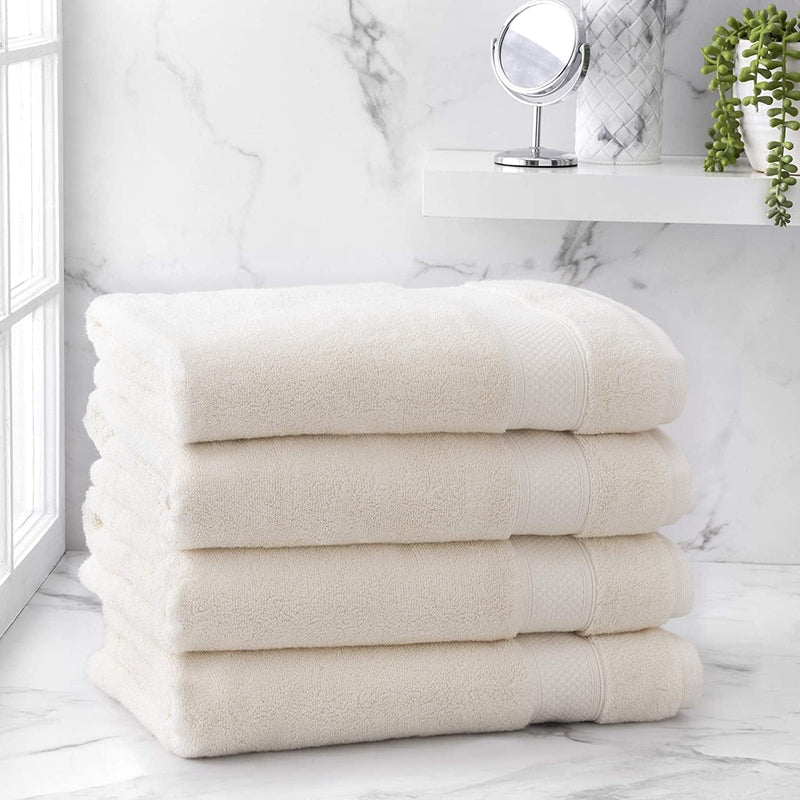 Welhome Cotton Rayon from Bamboo Towels (Aqua) - Set of 4 Bath Towels -Soft & Fluffy -Highly Absorbent -Fade Resistant - Durable - Machine Washable Home & Garden > Linens & Bedding > Towels Welhome Ideal Cream 4 Piece Bath Towel 