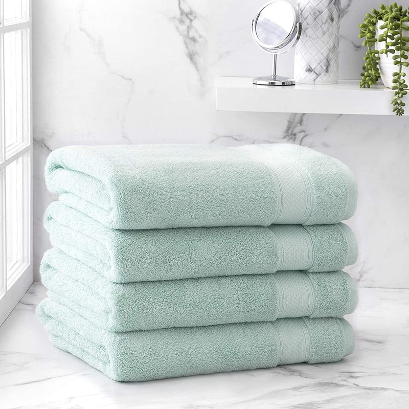 Welhome Cotton Rayon from Bamboo Towels (Aqua) - Set of 4 Bath Towels -Soft & Fluffy -Highly Absorbent -Fade Resistant - Durable - Machine Washable Home & Garden > Linens & Bedding > Towels Welhome Ideal Aqua 4 Piece Bath Towel 