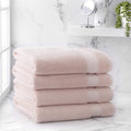 Welhome Cotton Rayon from Bamboo Towels (Aqua) - Set of 4 Bath Towels -Soft & Fluffy -Highly Absorbent -Fade Resistant - Durable - Machine Washable Home & Garden > Linens & Bedding > Towels Welhome Ideal Blush Pink 4 Piece Bath Towel 