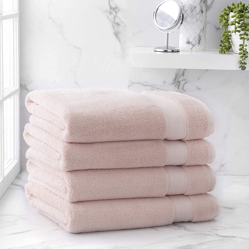 Welhome Cotton Rayon from Bamboo Towels (Aqua) - Set of 4 Bath Towels -Soft & Fluffy -Highly Absorbent -Fade Resistant - Durable - Machine Washable