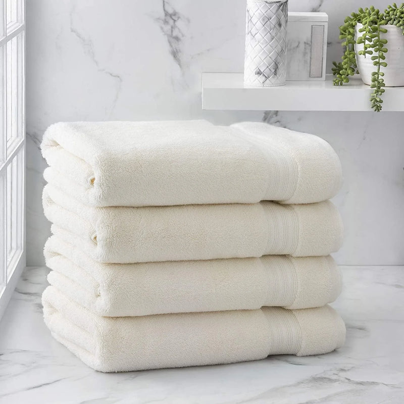 Welhome Cotton Rayon from Bamboo Towels (Aqua) - Set of 4 Bath Towels -Soft & Fluffy -Highly Absorbent -Fade Resistant - Durable - Machine Washable Home & Garden > Linens & Bedding > Towels Welhome Cream 4 Piece Bath Towel 