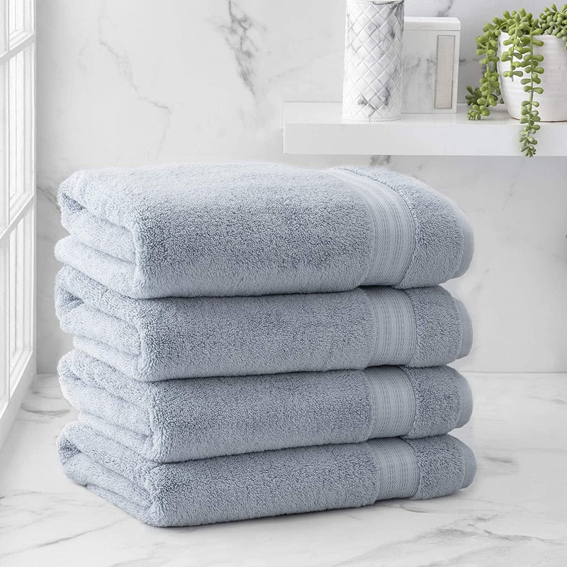Welhome Cotton Rayon from Bamboo Towels (Aqua) - Set of 4 Bath Towels -Soft & Fluffy -Highly Absorbent -Fade Resistant - Durable - Machine Washable Home & Garden > Linens & Bedding > Towels Welhome Dusty Blue 4 Piece Bath Towel 