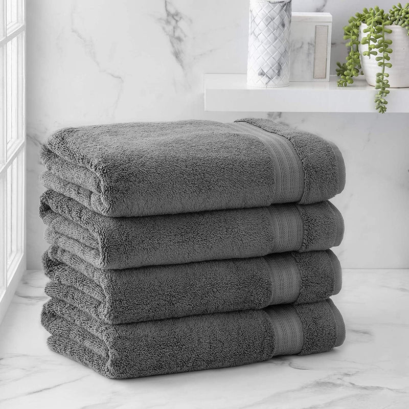 Welhome Cotton Rayon from Bamboo Towels (Aqua) - Set of 4 Bath Towels -Soft & Fluffy -Highly Absorbent -Fade Resistant - Durable - Machine Washable Home & Garden > Linens & Bedding > Towels Welhome Charcoal Gray 4 Piece Bath Towel 