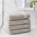 Welhome Cotton Rayon from Bamboo Towels (Aqua) - Set of 4 Bath Towels -Soft & Fluffy -Highly Absorbent -Fade Resistant - Durable - Machine Washable Home & Garden > Linens & Bedding > Towels Welhome Flax Brown 4 Piece Bath Towel 