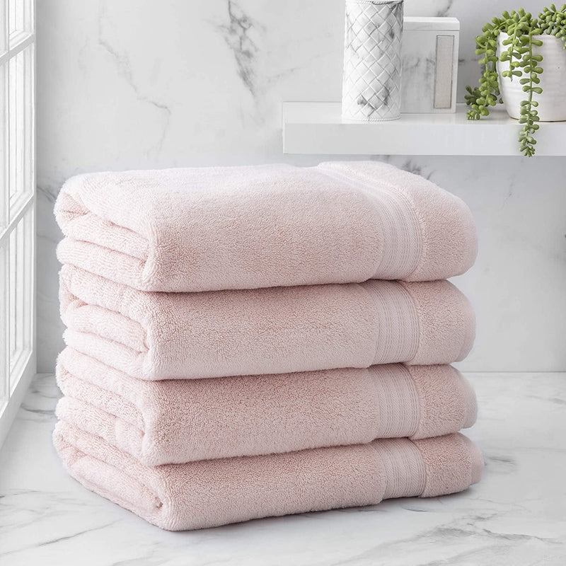 Welhome Cotton Rayon from Bamboo Towels (Aqua) - Set of 4 Bath Towels -Soft & Fluffy -Highly Absorbent -Fade Resistant - Durable - Machine Washable Home & Garden > Linens & Bedding > Towels Welhome Blush Pink 4 Piece Bath Towel 
