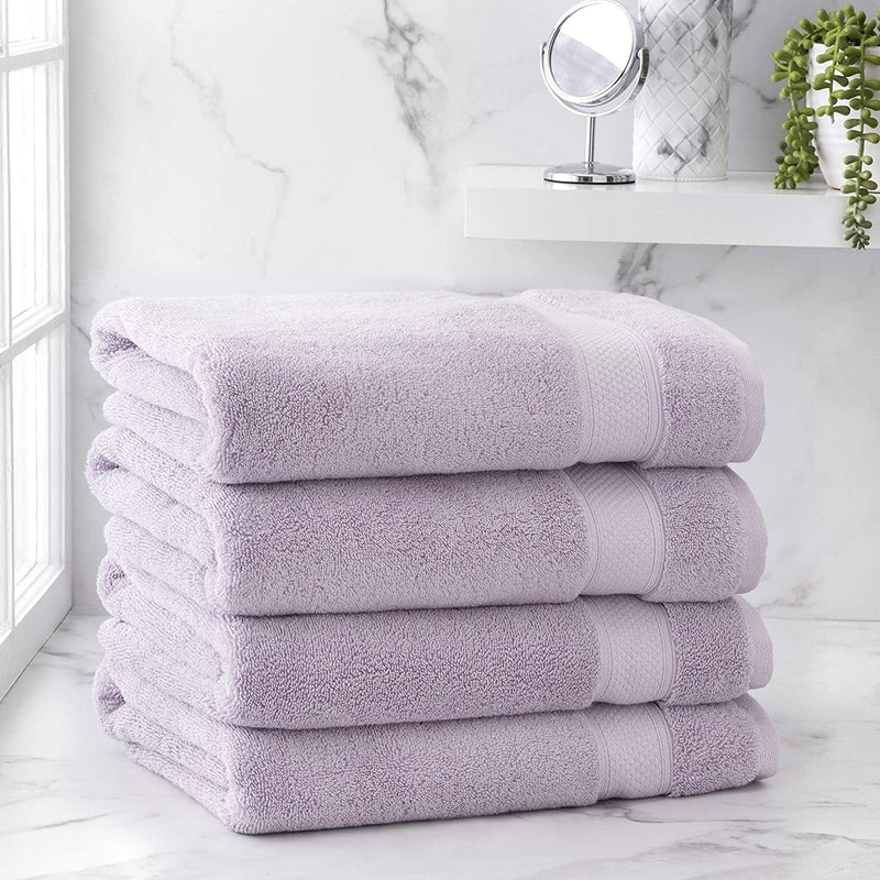Welhome Cotton Rayon from Bamboo Towels (Aqua) - Set of 4 Bath Towels -Soft & Fluffy -Highly Absorbent -Fade Resistant - Durable - Machine Washable Home & Garden > Linens & Bedding > Towels Welhome Ideal Lilac 4 Piece Bath Towel 
