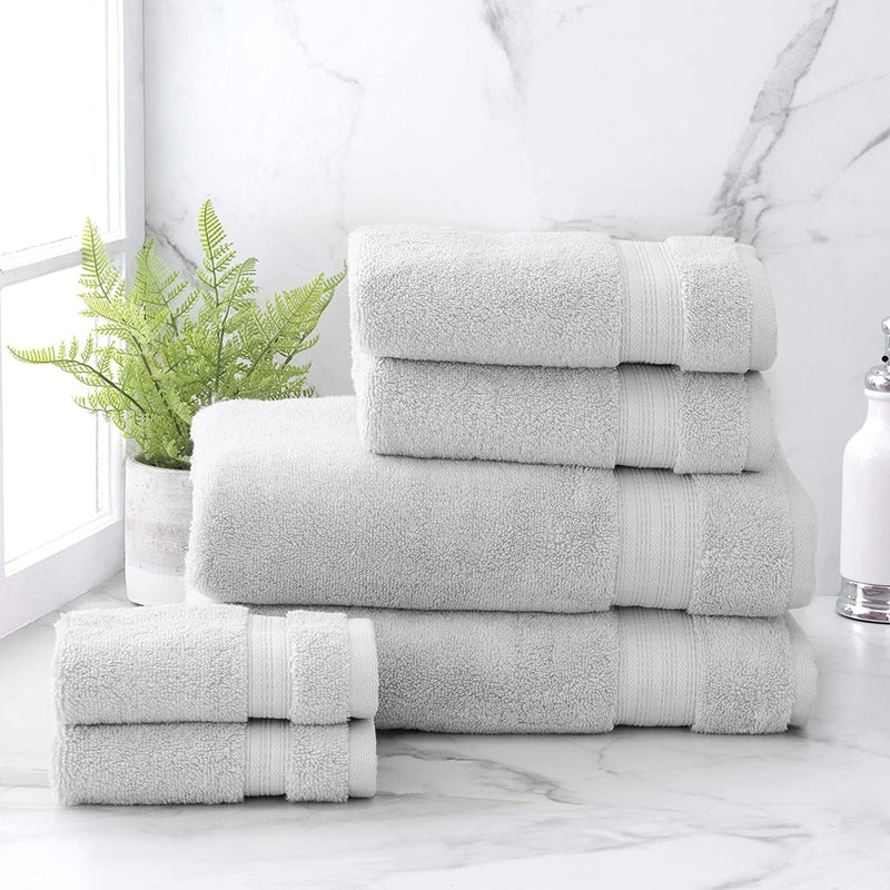 Welhome Cotton Rayon from Bamboo Towels (Aqua) - Set of 4 Bath Towels -Soft & Fluffy -Highly Absorbent -Fade Resistant - Durable - Machine Washable Home & Garden > Linens & Bedding > Towels Welhome Silver 6 Piece Towel Set 