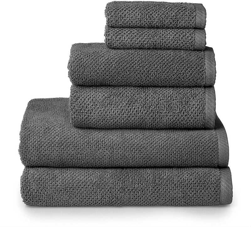Welhome Franklin Premium 100% Cotton 6 Piece Towel Set | Dusty Blue | Popcorn Textured | Highly Absorbent | Durable | Low Lint | Hotel & Spa Bathroom Towels | 600 GSM | 2 Bath 2 Hand 2 Wash Towels Home & Garden > Linens & Bedding > Towels Welhome Charcoal 6 Piece Towel Set 