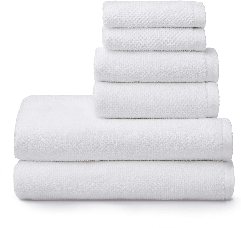 Welhome Franklin Premium 100% Cotton 6 Piece Towel Set | Dusty Blue | Popcorn Textured | Highly Absorbent | Durable | Low Lint | Hotel & Spa Bathroom Towels | 600 GSM | 2 Bath 2 Hand 2 Wash Towels Home & Garden > Linens & Bedding > Towels Welhome White 6 Piece Towel Set 