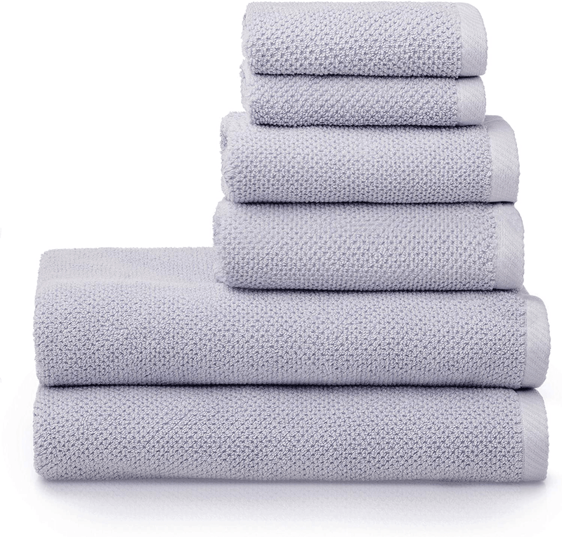 Welhome Franklin Premium 100% Cotton 6 Piece Towel Set | Dusty Blue | Popcorn Textured | Highly Absorbent | Durable | Low Lint | Hotel & Spa Bathroom Towels | 600 GSM | 2 Bath 2 Hand 2 Wash Towels Home & Garden > Linens & Bedding > Towels Welhome Lilac 6 Piece Towel Set 