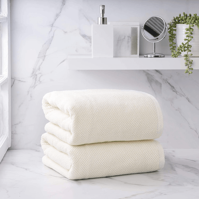 Welhome Franklin Premium 100% Cotton 6 Piece Towel Set | Dusty Blue | Popcorn Textured | Highly Absorbent | Durable | Low Lint | Hotel & Spa Bathroom Towels | 600 GSM | 2 Bath 2 Hand 2 Wash Towels Home & Garden > Linens & Bedding > Towels Welhome Cream 2 Piece Bath Sheet 