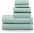 Welhome Franklin Premium 100% Cotton 6 Piece Towel Set | Dusty Blue | Popcorn Textured | Highly Absorbent | Durable | Low Lint | Hotel & Spa Bathroom Towels | 600 GSM | 2 Bath 2 Hand 2 Wash Towels Home & Garden > Linens & Bedding > Towels Welhome Aqua 6 Piece Towel Set 