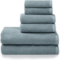 Welhome Franklin Premium 100% Cotton 6 Piece Towel Set | Dusty Blue | Popcorn Textured | Highly Absorbent | Durable | Low Lint | Hotel & Spa Bathroom Towels | 600 GSM | 2 Bath 2 Hand 2 Wash Towels Home & Garden > Linens & Bedding > Towels Welhome Dusty Blue 6 Piece Towel Set 