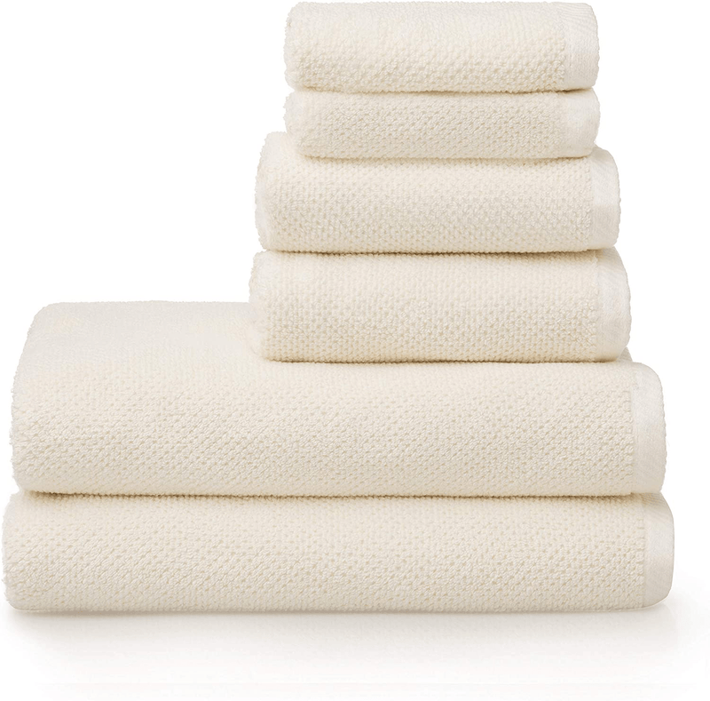 Welhome Franklin Premium 100% Cotton 6 Piece Towel Set | Dusty Blue | Popcorn Textured | Highly Absorbent | Durable | Low Lint | Hotel & Spa Bathroom Towels | 600 GSM | 2 Bath 2 Hand 2 Wash Towels Home & Garden > Linens & Bedding > Towels Welhome Cream 6 Piece Towel Set 