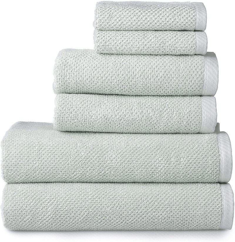 Welhome Franklin Premium 100% Cotton 6 Piece Towel Set | Dusty Blue | Popcorn Textured | Highly Absorbent | Durable | Low Lint | Hotel & Spa Bathroom Towels | 600 GSM | 2 Bath 2 Hand 2 Wash Towels Home & Garden > Linens & Bedding > Towels Welhome Sage 6 Piece Towel Set 