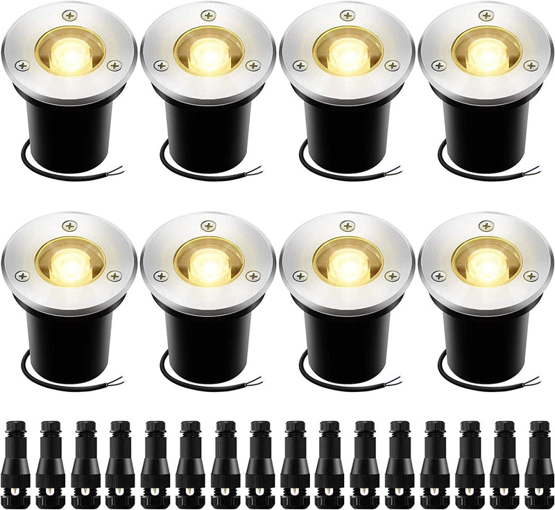 Well Lights Sunriver 3W Low Voltage Landscape Lights Outdoor In-Ground Lights with Connectors Waterproof 12V-24V LED Landscape Lighting for Pathway Step Deck Garden Patio Decoration( 8Pack Warm White) Home & Garden > Pool & Spa > Pool & Spa Accessories SUNRIVER   