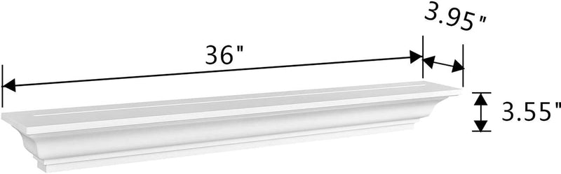 WELLAND Jefferson Crown Molding Floating Wall Picture Ledge Shelf (36-Inch White) Furniture > Shelving > Wall Shelves & Ledges WELLAND   