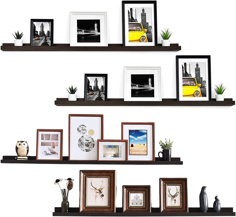 WELLAND Vista Photo Ledge Picture Display Wall Shelf Gallery, 48-Inch, Set of 2, Espresso Furniture > Shelving > Wall Shelves & Ledges WELLAND Esp 48 inch 