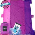 WELLAX Beach Blanket Waterproof Sandproof for 4 - 7 Adults, Oversized Lightweight Corner Pockets Picnic Mat 9' x 10', Outdoor Blanket with 4 Metal Stakes for Travel, Camping, Hiking and Festivals Home & Garden > Lawn & Garden > Outdoor Living > Outdoor Blankets > Picnic Blankets WELLAX Pink  