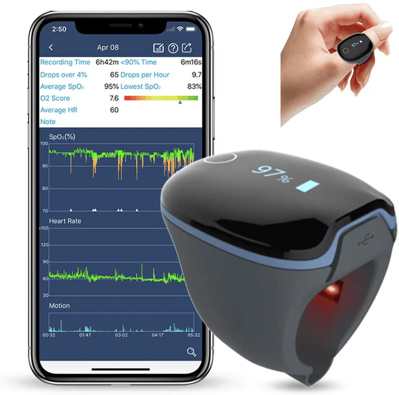 Wellue O2Ring Wearable Sleep Monitor - Bluetooth Tracker with Free APP & PC Report Electronics > Computers > Handheld Devices Wellue Default Title  