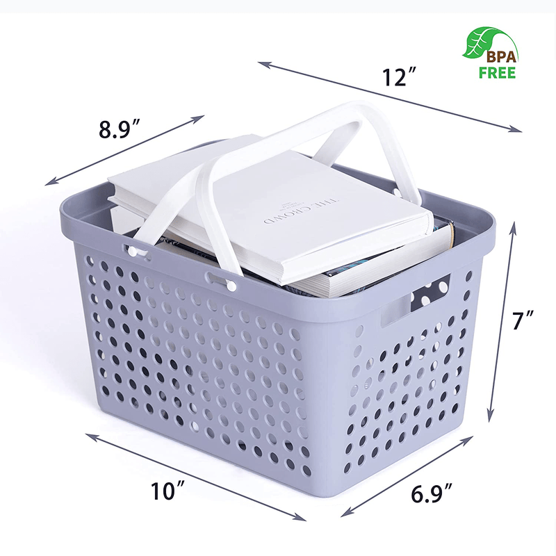 WEMEGA Portable Storage Organizer Basket with Handles Plastic Shower Caddy Tote Portable Storage Bins for Bathroom,College Dorm,Kitchen,Bedroom Sporting Goods > Outdoor Recreation > Camping & Hiking > Portable Toilets & Showers W M G WEMEGA   