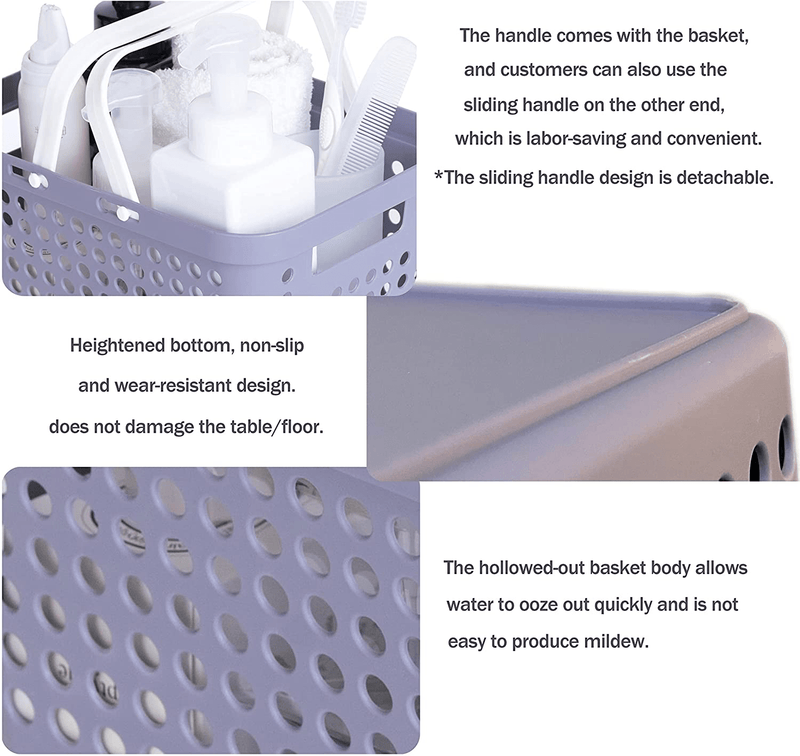 WEMEGA Portable Storage Organizer Basket with Handles Plastic Shower Caddy Tote Portable Storage Bins for Bathroom,College Dorm,Kitchen,Bedroom Sporting Goods > Outdoor Recreation > Camping & Hiking > Portable Toilets & Showers W M G WEMEGA   