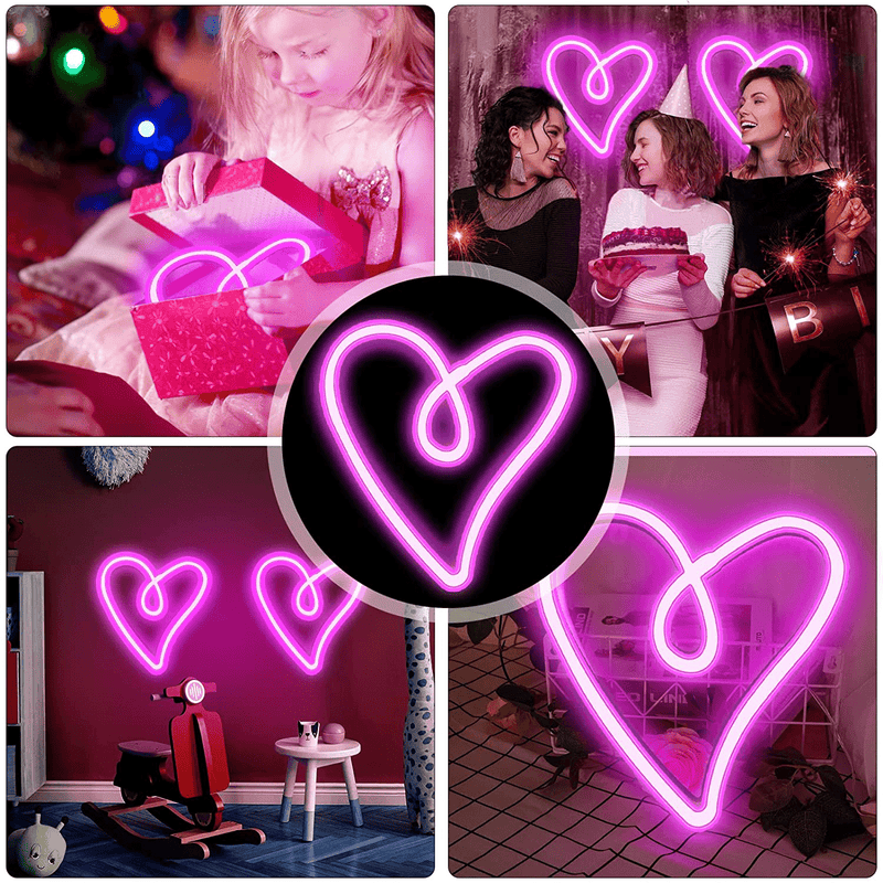 WENMER Heart Neon Light Valentine'S Neon Heart Sign LED Neon Light Battery or USB Powered for Wall Room Decoration for Christmas, Valentine’S Day, Party Birthday Gift Home & Garden > Decor > Seasonal & Holiday Decorations WENMER   